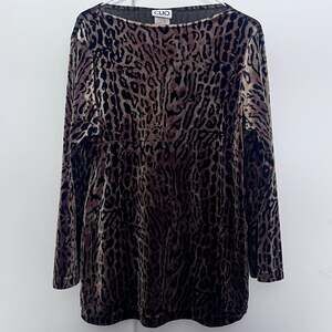 CLIO VTG Velvet Leopard Print Long Sleeve Top
